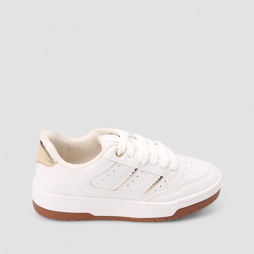 Tênis Casual Feminino Gabriela Dourados Branco