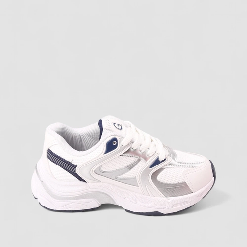 Tênis Casual Feminino Logus Original Detalhe Recorte Metalizado Branco