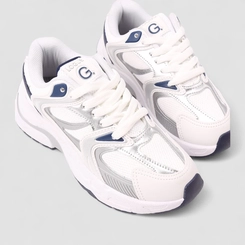 Tênis Casual Feminino Logus Original Detalhe Recorte Metalizado Branco