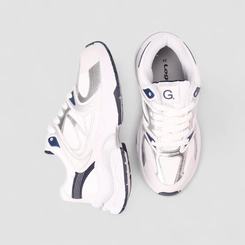 Tênis Casual Feminino Logus Original Detalhe Recorte Metalizado Branco