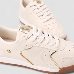 Tênis Casual Feminino Gabriela Detalhe Dourado Off White