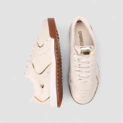 Tênis Casual Feminino Gabriela Detalhe Dourado Off White