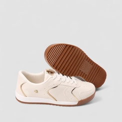 Tênis Casual Feminino Gabriela Detalhe Dourado Off White