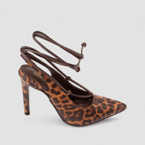 Scarpin Slingback Feminino Gabriela Amarração Salto Fino Onça Multicolor