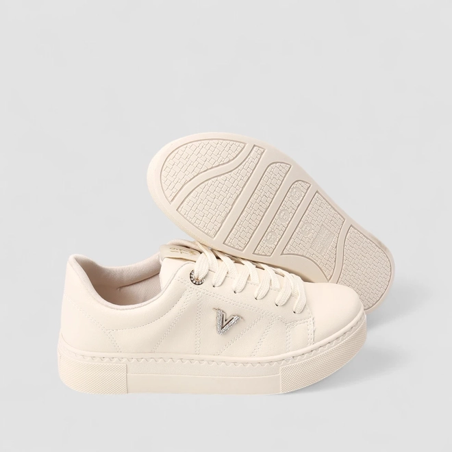 Tênis Casual Feminino Via Marte Strass Marfim