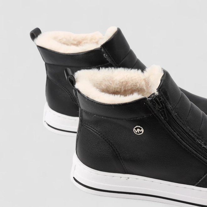 Tênis Casual Feminino Via Marte Zíper Com Pelúcia Preto