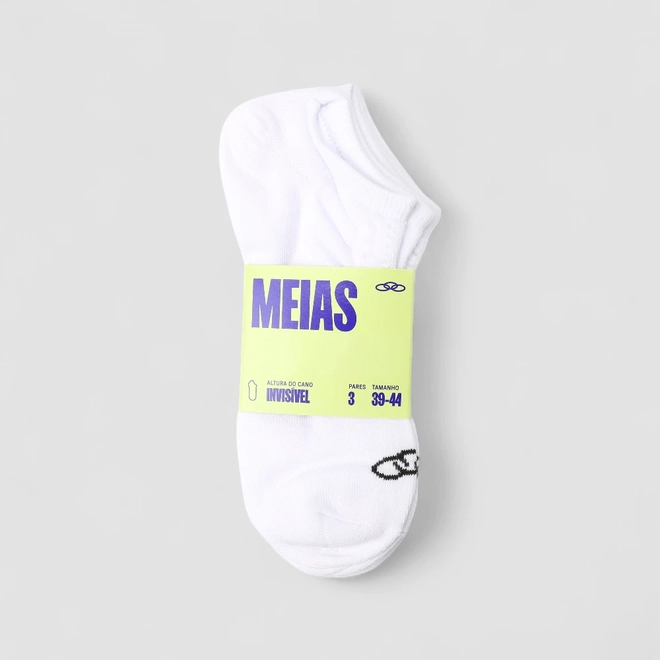 Meia Olympikus Invisível Kit 3 pares 39-44 Branca