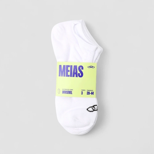 Meia Olympikus Invisível Kit 3 pares 39-44 Branca