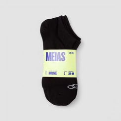 Kit Meia Cano Invisível Olympikus 3 Pares 39-44 Preto