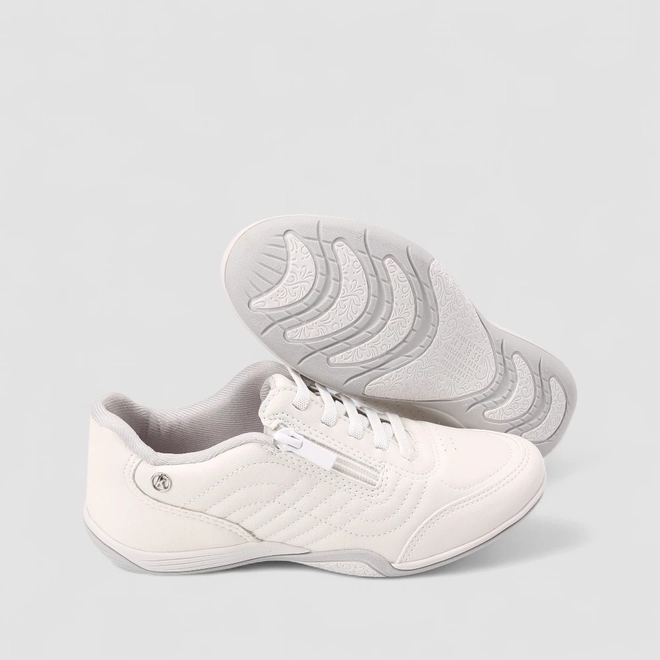 Tênis Casual Feminino Kolosh Zíper Lateral Branco