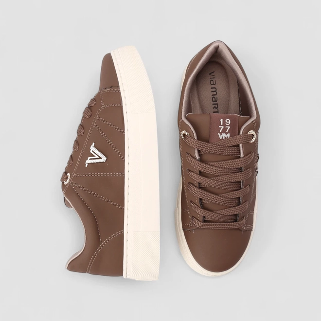 Tênis Casual Feminino Via Marte Marrom
