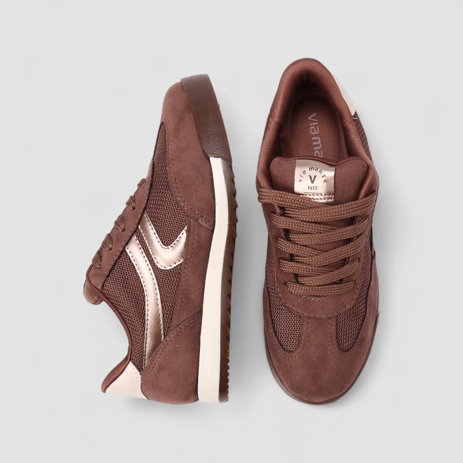 Tênis Casual Feminino Via Marte Camurça Marrom