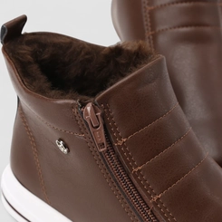 Tênis Casual Feminino Via Marte Zíper Com Pelúcia Marrom