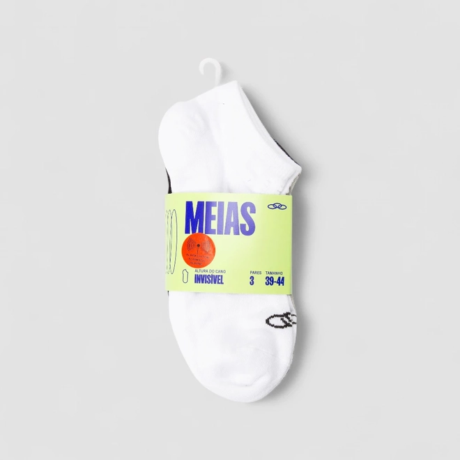 Kit Meia Cano Invisível Masculina Olympikus 3 Pares 39-44 Multicolor