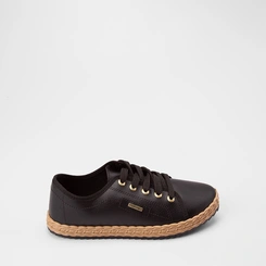 Tênis Casual Feminino Moleca Detalhe Trançado Preto
