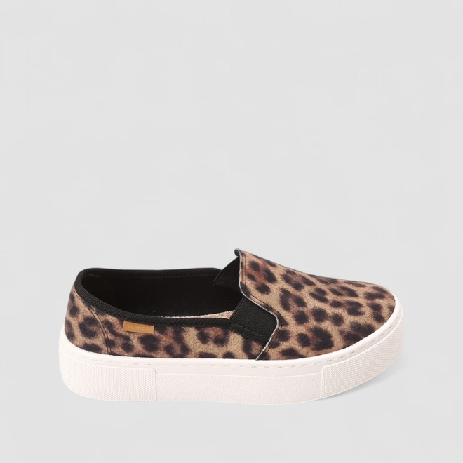 Slip on Feminino Moleca Animal Print Onça Multicor