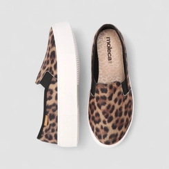 Slip on Feminino Moleca Animal Print Onça Multicor