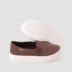Slip On Feminino Moleca Calce Fácil Perfuros Marrom