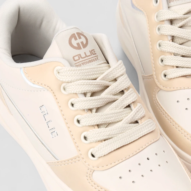Tênis Casual Feminino Ollie Original Recortes Bege