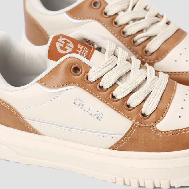 Tênis Casual Feminino Ollie Originals Bege & Marrom