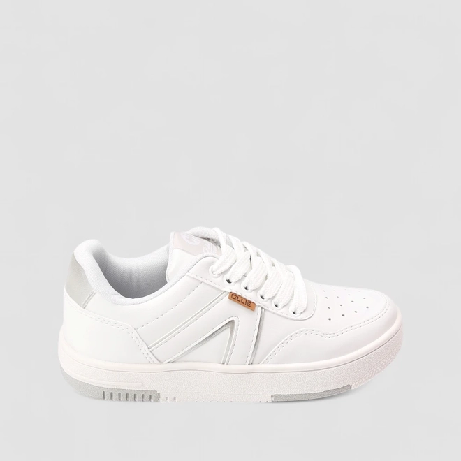 Tênis Casual Feminino Ollie Original Recorte Metalizado Branco
