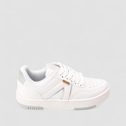 Tênis Casual Feminino Ollie Original Recorte Metalizado Branco