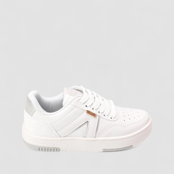 Tênis Casual Feminino Ollie Original Recorte Metalizado Branco