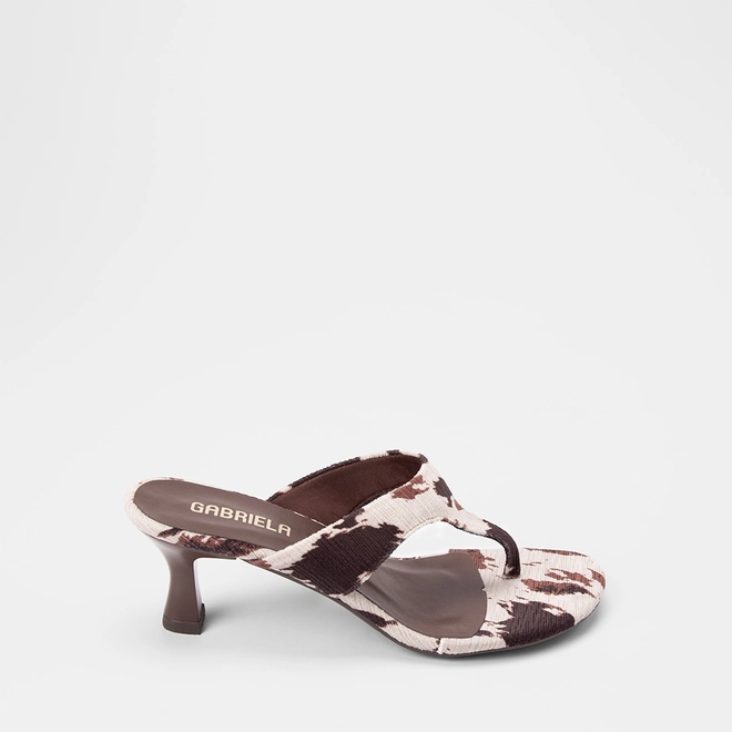 Tamanco Feminino Gabriela Nobuck Animal Print Vaca Multicolor