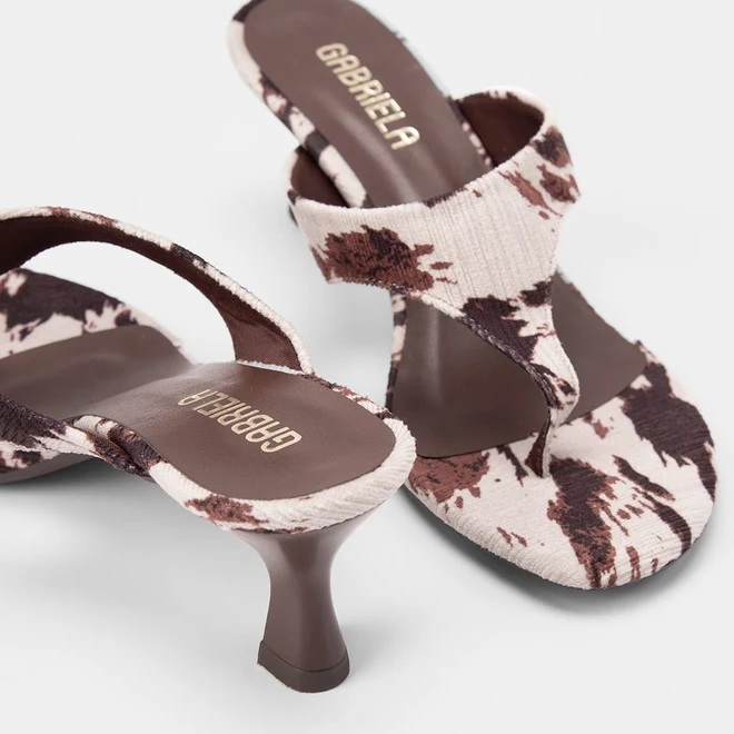 Tamanco Feminino Gabriela Nobuck Animal Print Vaca Multicolor