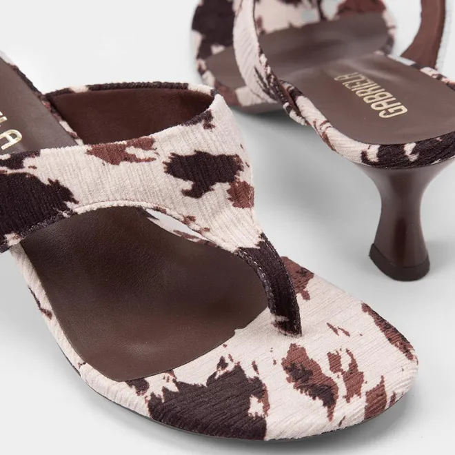 Tamanco Feminino Gabriela Nobuck Animal Print Vaca Multicolor