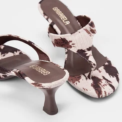 Tamanco Feminino Gabriela Nobuck Animal Print Vaca Multicolor