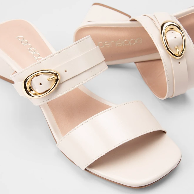 Tamanco Feminino Penélope Tira Larga Fivela Off White