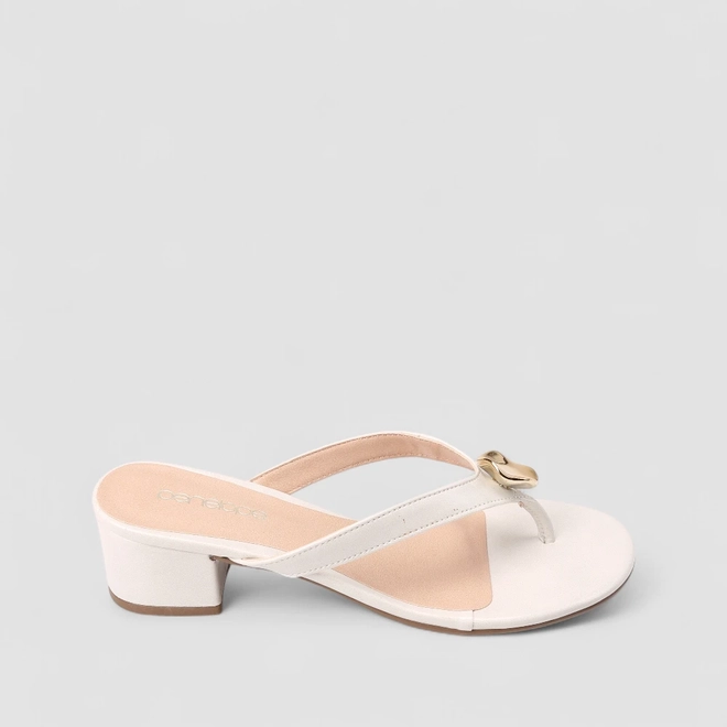 Tamanco Feminino Penélope Enfeite Metálico Off White