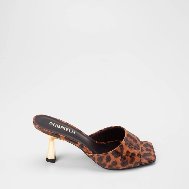 Tamanco Feminino Gabriela Tira Larga Animal Print Onça Multicolor