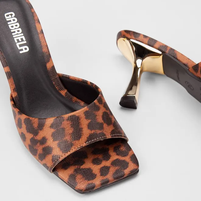 Tamanco Feminino Gabriela Tira Larga Animal Print Onça Multicolor