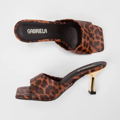 Tamanco Feminino Gabriela Tira Larga Animal Print Onça Multicolor