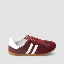 Tênis Casual Feminino Penélope Detalhe Recorte Camurça Vinho