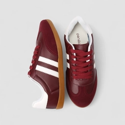 Tênis Casual Feminino Penélope Detalhe Recorte Camurça Vinho