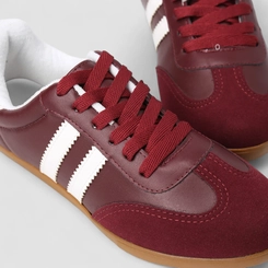 Tênis Casual Feminino Penélope Detalhe Recorte Camurça Vinho