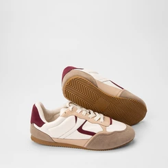 Tênis Casual Feminino Gabriela Detalhe Recorte Camurça Off White