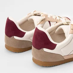 Tênis Casual Feminino Gabriela Detalhe Recorte Camurça Off White