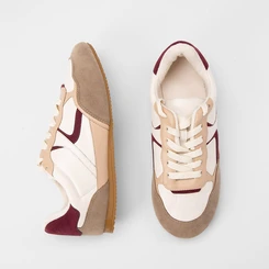 Tênis Casual Feminino Gabriela Detalhe Recorte Camurça Off White