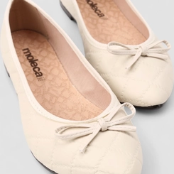 Sapatilha Feminina Moleca Matelassê Com Laço Off White