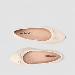 Sapatilha Feminina Moleca Matelassê Com Laço Off White