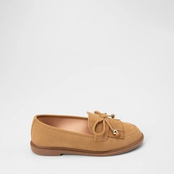 Mocassim Feminino Gabriela Camurça Detalhe Laço Bege