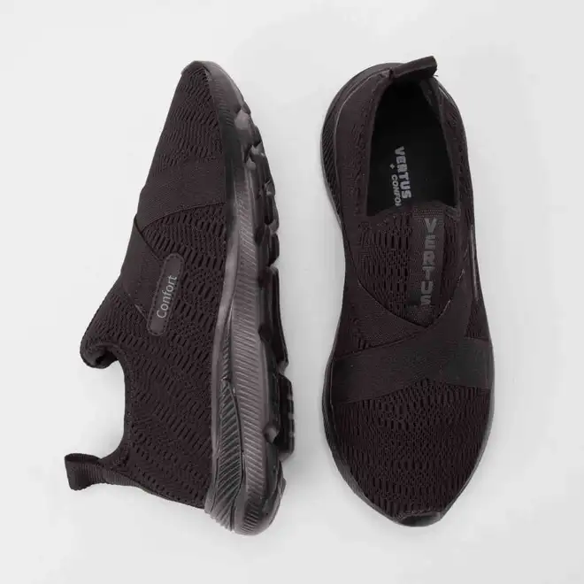 Slip On Feminino Vertus Confort Calce Fácil Preto