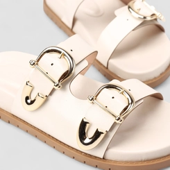 Papete Feminina Gabriela Fivela Metalizada Off White