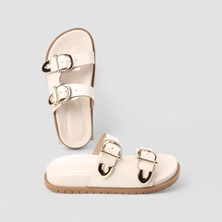 Papete Feminina Gabriela Fivela Metalizada Off White