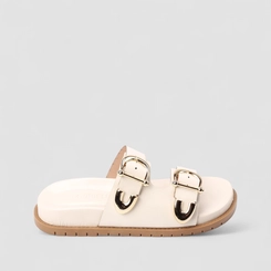 Papete Feminina Gabriela Fivela Metalizada Off White