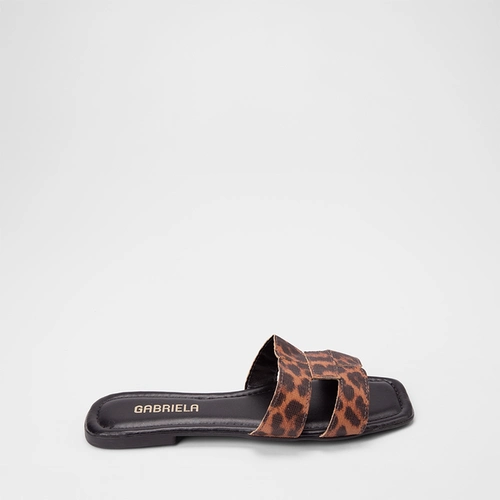 Rasteira Feminina Gabriela Essenciais Vazados Animal Print Onça Multicolor